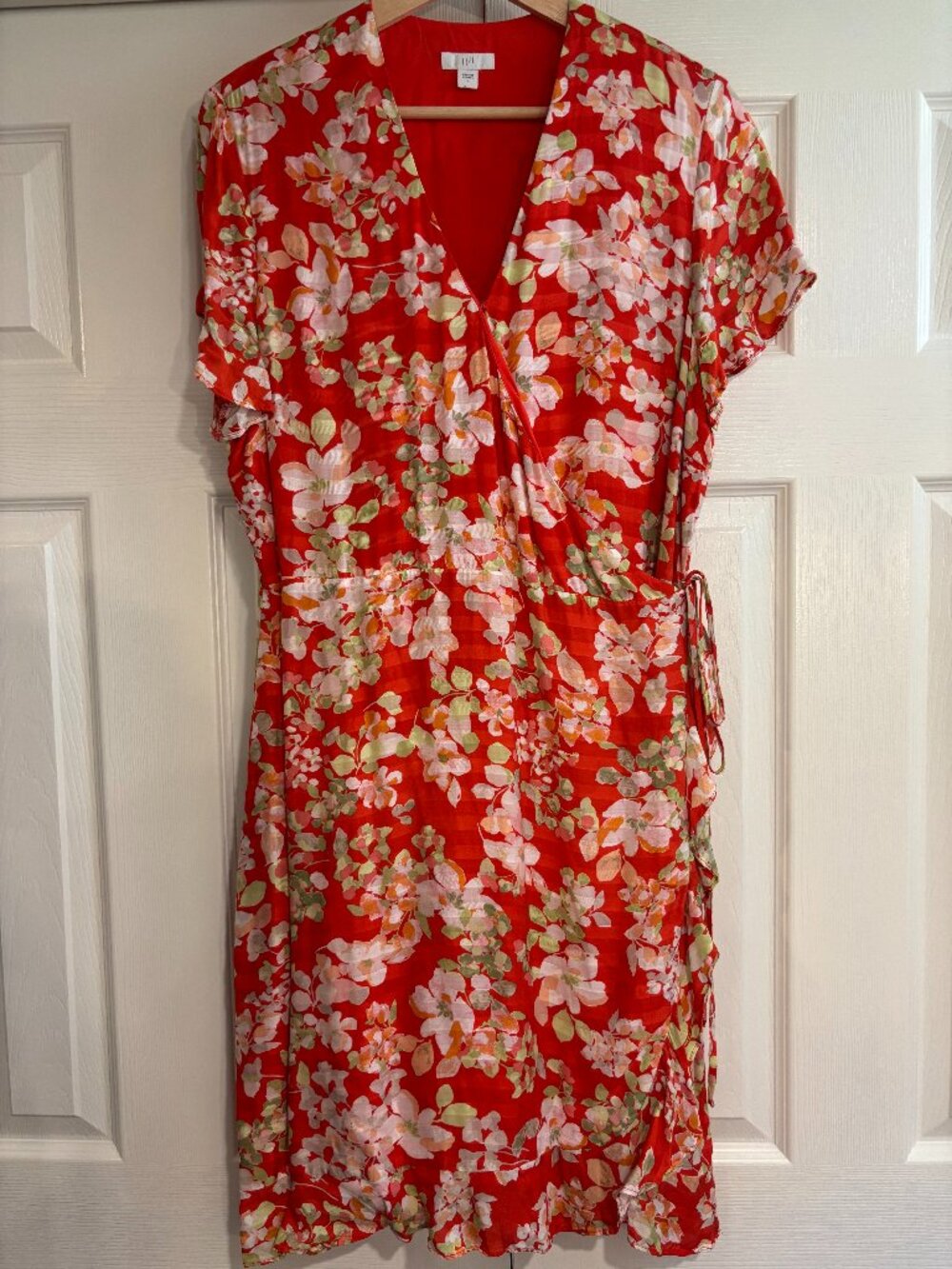 J. Jill Floral Wrap Dress Red Ruffled Women's Medium